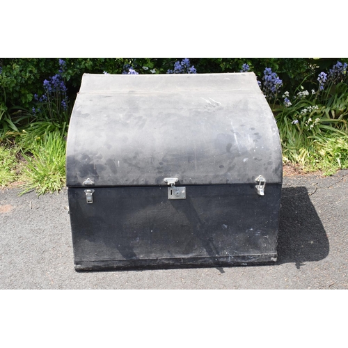 309 - A large vintage Brooks fitted car trunk in an unusual shape believed by the vendor to be from a Roll... 