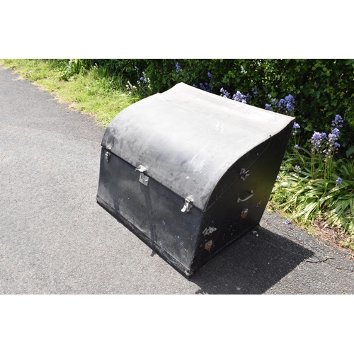 309 - A large vintage Brooks fitted car trunk in an unusual shape believed by the vendor to be from a Roll... 