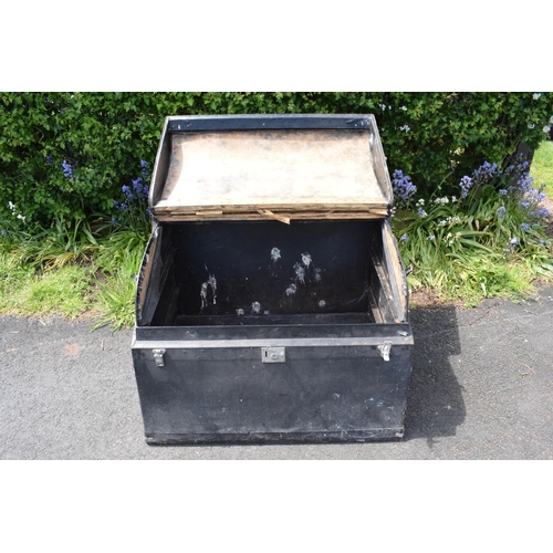 309 - A large vintage Brooks fitted car trunk in an unusual shape believed by the vendor to be from a Roll... 