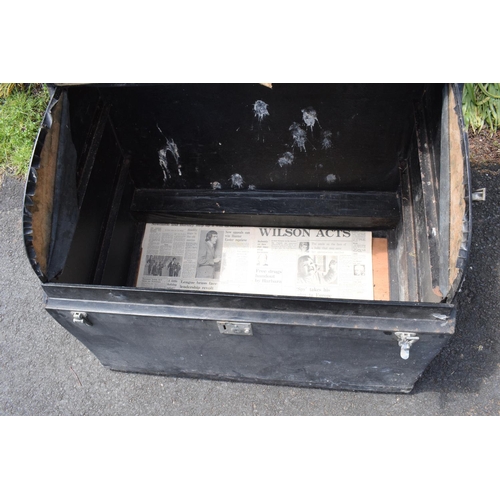 309 - A large vintage Brooks fitted car trunk in an unusual shape believed by the vendor to be from a Roll... 