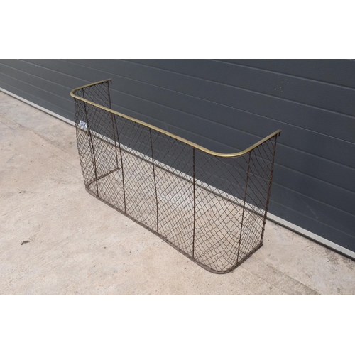 322 - A late 19th/ early 20th century brass and wire tall fire guard /nursery guard. 129 x 38 x 70cm. Ther... 