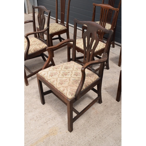 325 - George III mahogany set of county Chippendale style dining chairs to consist of 2 carver chairs toge... 