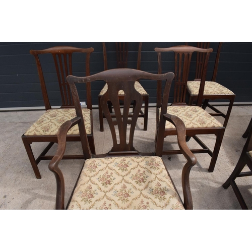 325 - George III mahogany set of county Chippendale style dining chairs to consist of 2 carver chairs toge... 