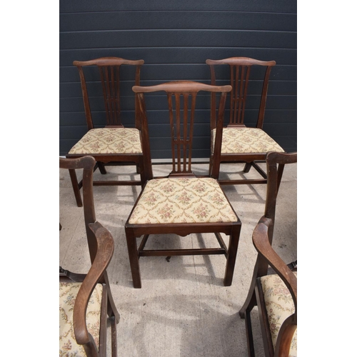 325 - George III mahogany set of county Chippendale style dining chairs to consist of 2 carver chairs toge... 