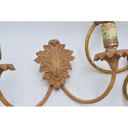 332 - A collection of Kevin McCloud wall lighting mounts in an ornate gilt-effect design max 40W. In used ... 