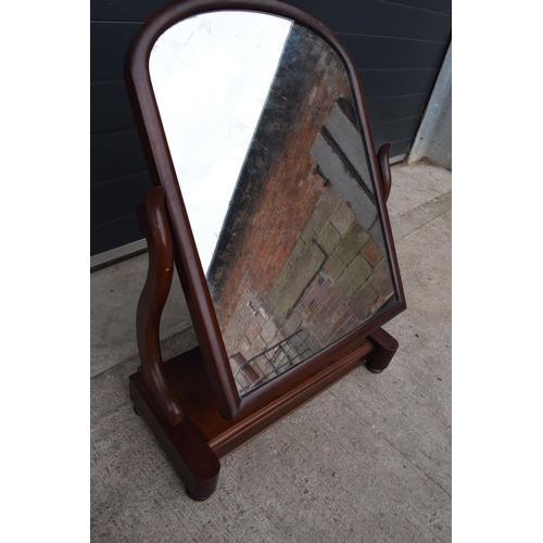 366 - Victorian mahogany dressing table mirror with folding lid/ drawer. 81cm tall.