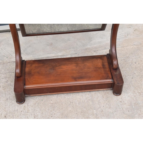 366 - Victorian mahogany dressing table mirror with folding lid/ drawer. 81cm tall.