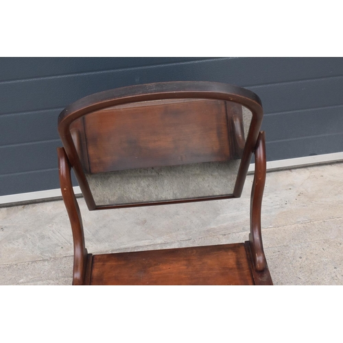 366 - Victorian mahogany dressing table mirror with folding lid/ drawer. 81cm tall.