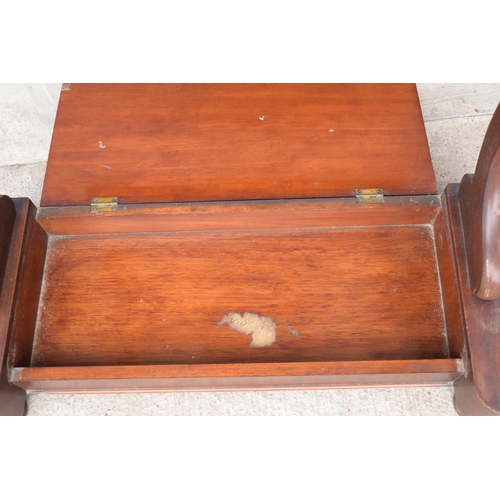 366 - Victorian mahogany dressing table mirror with folding lid/ drawer. 81cm tall.