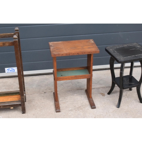 368 - A collection of 20th century furniture to include an umbrella stand with dripping tray and 2 small p... 