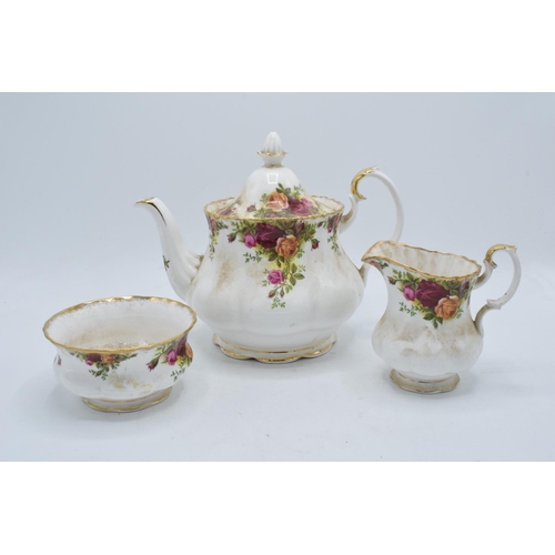 55A - A collection of Royal Albert Old Country Roses items to include a large teapot, milk and sugar (3). ... 