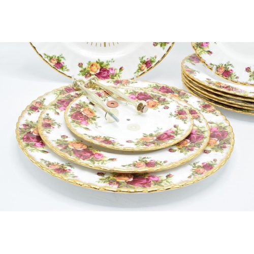 56 - A collection of Royal Albert Old Country Roses items to include 6 x 8 1/4'' plates, a 3-tier cake st... 