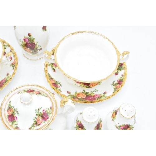 57 - A collection of Royal Albert Old Country Roses items to include 2 x twin-handled soup bowls and sauc... 