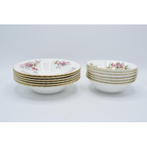 69 - A collection of Royal Albert Moss Rose items to include 6 x 16cm bowls and 6 x 21cm diameter plates ... 