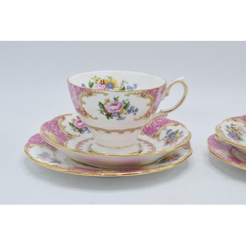 70A - A pair of Royal Albert trios in the Lady Carlyle design to consist of 2 cups, 2 saucers and 2 side p... 