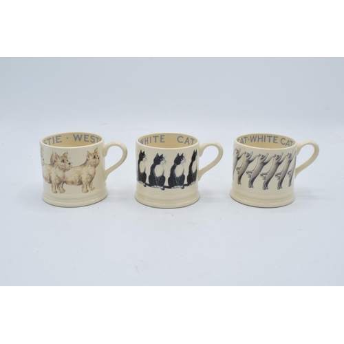 75 - A trio of Emma Bridgewater mugs in the Cats and Dogs design to include a Westie, a White Cat and ano... 