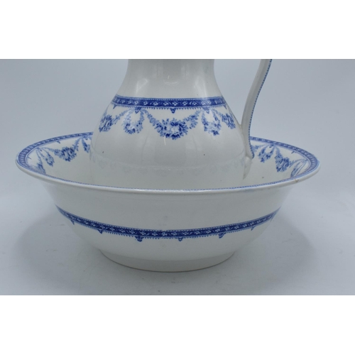 78 - A 19th century blue and white jug and bowl set by Crescent and Sons of Jersey.  In good condition wi... 