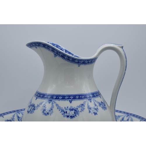 78 - A 19th century blue and white jug and bowl set by Crescent and Sons of Jersey.  In good condition wi... 