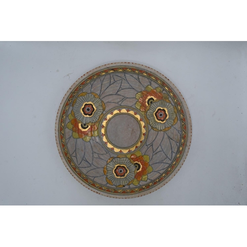 79 - Crown Ducal Charlotte Rhead 1930s tubelined charger in a stylised floral design 32.5cm diameter. In ... 