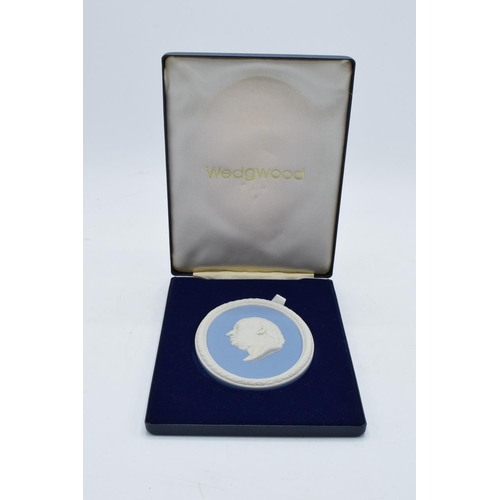 83 - Wedgwood Blue Jasperware oval medallion in presentation case specially commissioned in 1984 by the J... 