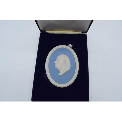 83 - Wedgwood Blue Jasperware oval medallion in presentation case specially commissioned in 1984 by the J... 