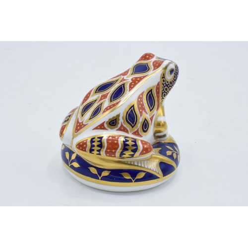 99E - Royal Crown Derby paperweight in the form of a frog. 8cm tall. Boxed. First quality with gold stoppe... 