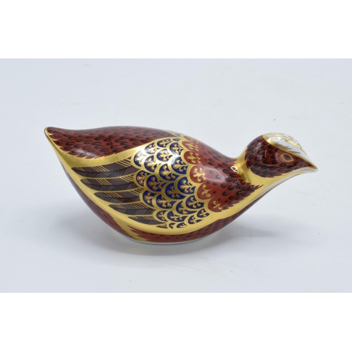 99H - Royal Crown Derby paperweight in the form of a coot. 14cm long. Boxed. First quality with gold stopp... 