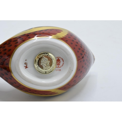 99H - Royal Crown Derby paperweight in the form of a coot. 14cm long. Boxed. First quality with gold stopp... 