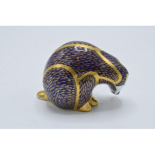 99J - Royal Crown Derby paperweight in the form of a Badger. 11cm long. First quality with stopper. In goo... 