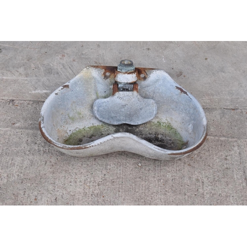 269C - A galvanised iron Cattle Double Drinking Bowl by Bamfords Uttoxeter. Hole drilled in the bottom for ... 