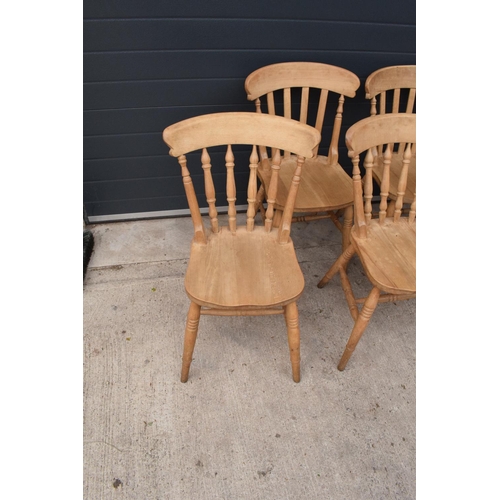 379 - A collection of near matching antique style hardwood kitchen chairs to include 4 spindle backed exam... 