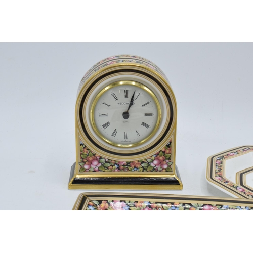 88C - A collection of Wedgwood items in the Clio design to include a clock, a rectangular tray and a pin t... 