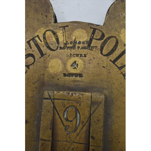 238 - An interesting late 19th/early 20th century oversized brass Four Lever Padlock with 'Bristol Police'... 