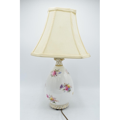 95C - Royal Crown Derby table lamp with shade in the Derby Posies design (untested). 28cm tall without fix... 