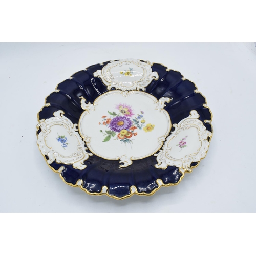 95M - A late 19th / early 20th century Meissen porcelain shaped-circular cabinet plate decorated with flor... 