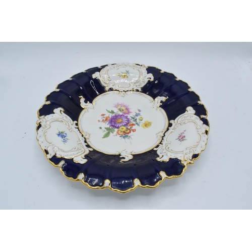 95M - A late 19th / early 20th century Meissen porcelain shaped-circular cabinet plate decorated with flor... 