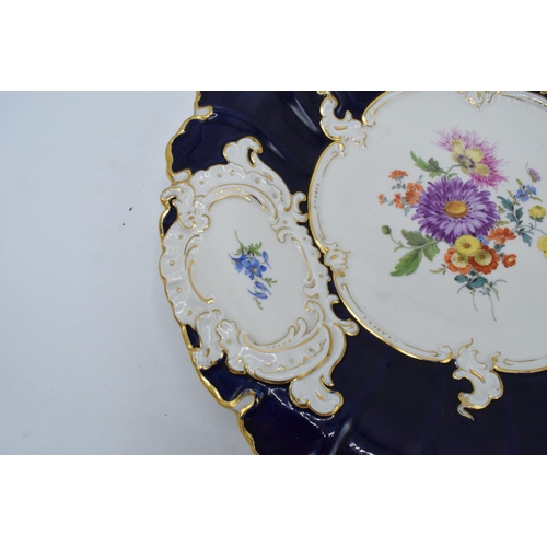 95M - A late 19th / early 20th century Meissen porcelain shaped-circular cabinet plate decorated with flor... 