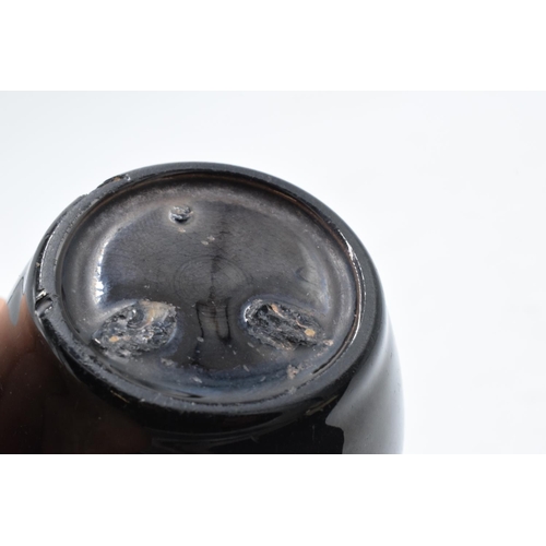 75B - Late 19th century mustard pot, the thickly glazed surface wheel engraved in low relief, the inside d... 