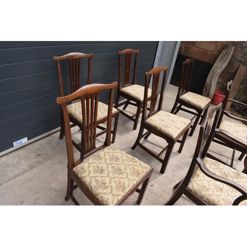 95 - George III mahogany set of county Chippendale style dining chairs to consist of 2 carver chairs toge... 