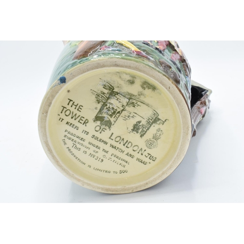 136 - Royal Doulton embossed jug 'The Tower of London' jug 'It keeps Solemn Watch and Ward' with certifica... 