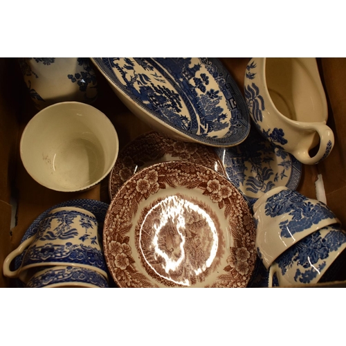 29 - A large collection of 19th and 20th century blue and white pottery to include tea pots, duos, plates... 