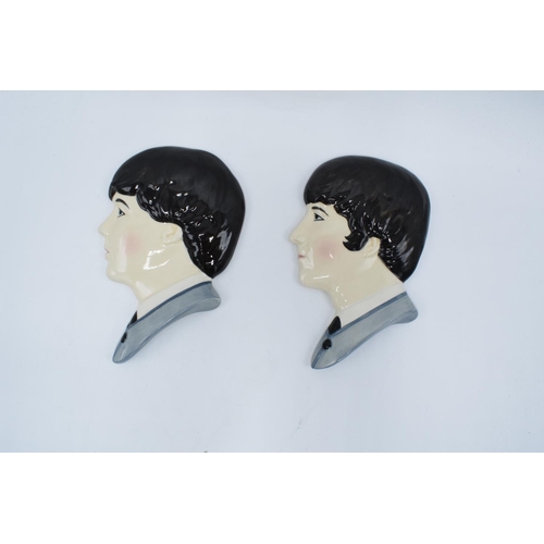 90 - Moorland Pottery Beatles face wall plaques: Lennon and McCartney (2)