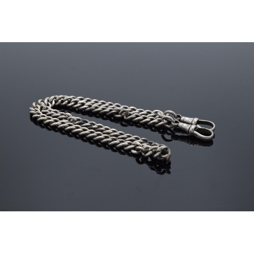 325 - A silver Albert watch chain with English lion hallmark on every link. 36.3 grams. 42cm long. In good... 