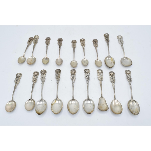 341 - A quantity of Continental silver coloured metal spoons (196.9g) marked .800 and tested as low grade ... 