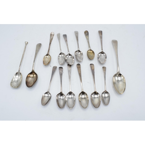 346 - George III and later hallmarked silver spoons, 197.6g.