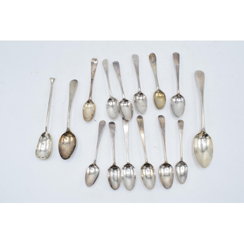 346 - George III and later hallmarked silver spoons, 197.6g.