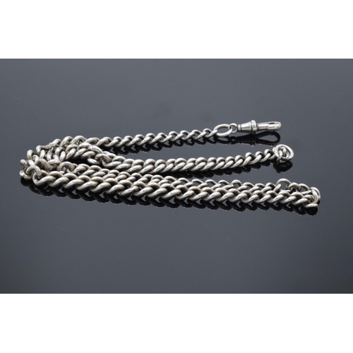 358 - A silver Albert chain with Lion hallmark to every link.  47cm long. 37.9 grams.