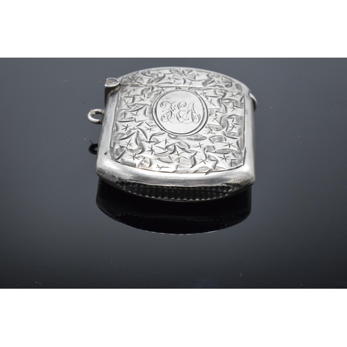 359 - Silver vesta case hallmarked for Birmingham 1910. 24.8 grams. In good condition with expected wear a... 