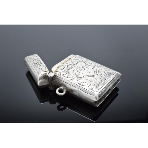 360 - Silver vesta case hallmarked for Birmingham 1908. 17.2 grams. In good condition with expected wear a... 