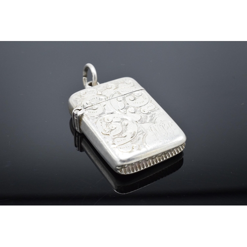 361 - Silver vesta case hallmarked for Birmingham 1898. 13.8 grams. In good condition with expected wear a... 